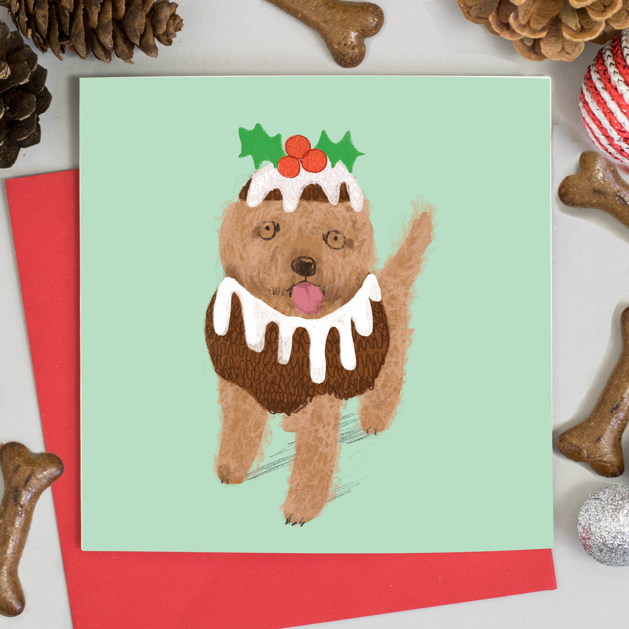 Labradoodle Pudding Christmas Card Jo Clark Design